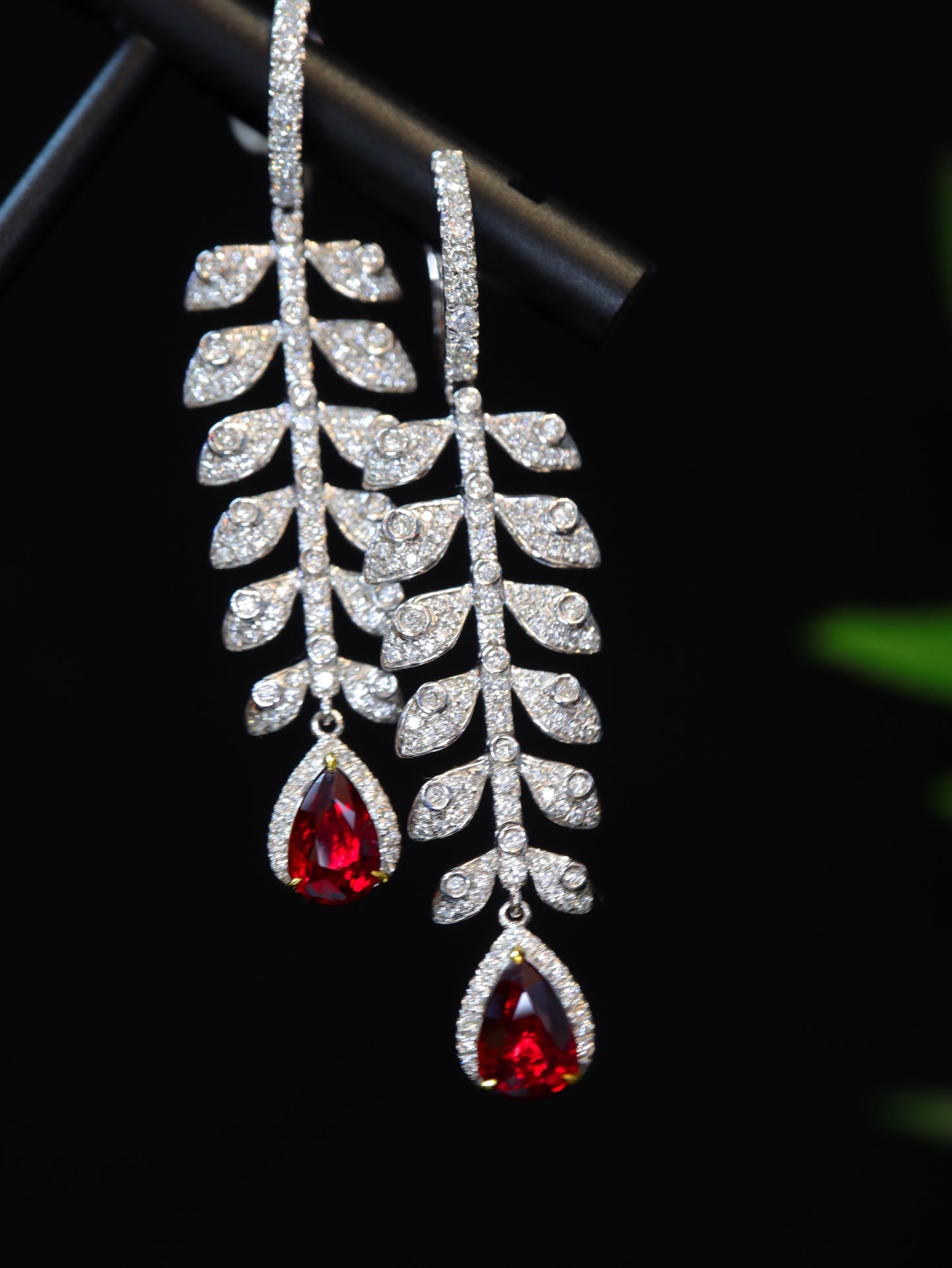 Luxurious High-End Jewelry: Exquisite Lady's Ruby and Diamond Earrings