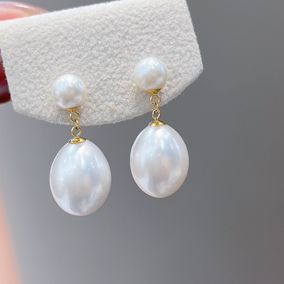 Elegant 18K Gold Jewelry with Natural Freshwater Pearl Earrings