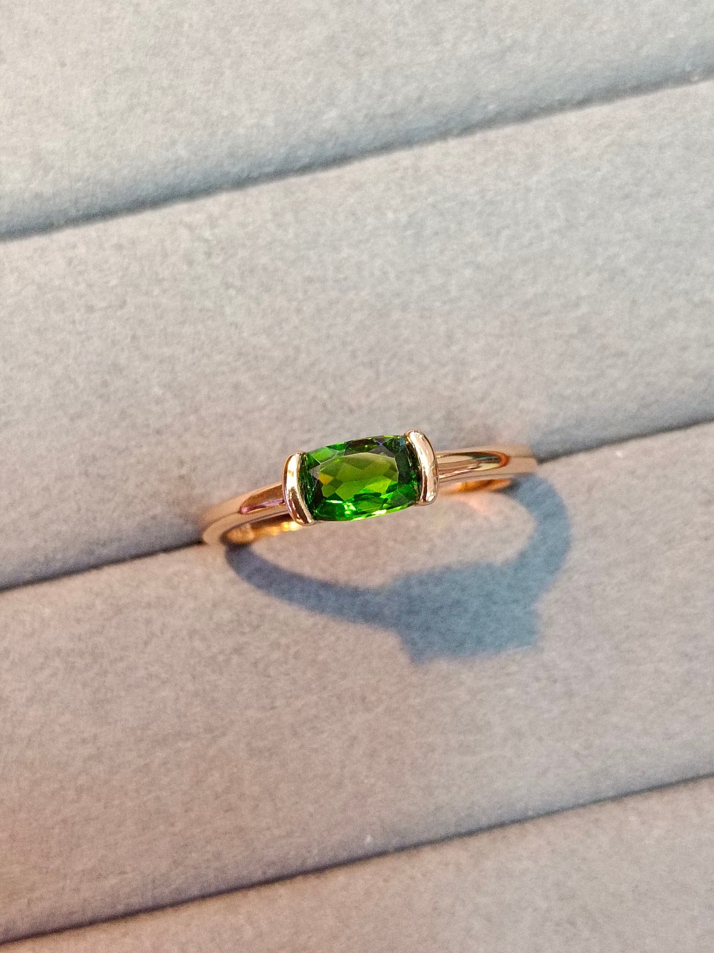 Anello diopside in argento S925 realizzato a mano con caratteristica regolabile - Gioielli eleganti