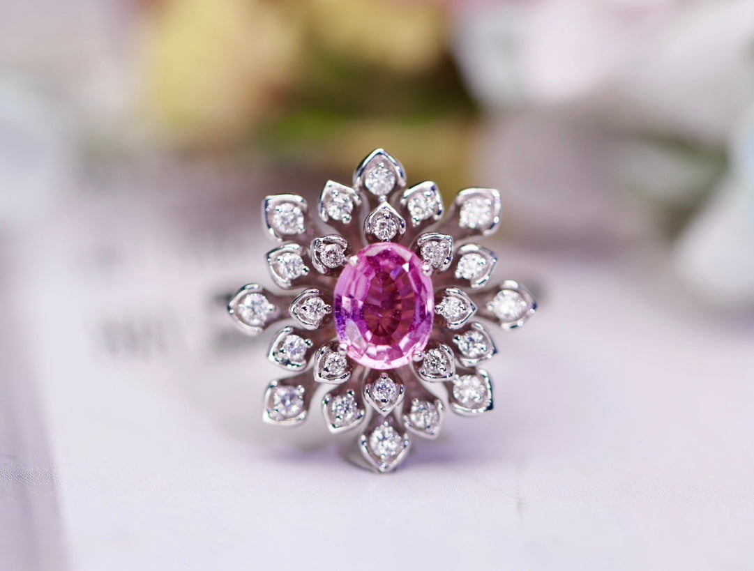 18K Gold Unheated Padparadscha Ring - A Jewelry of Romance and Elegance