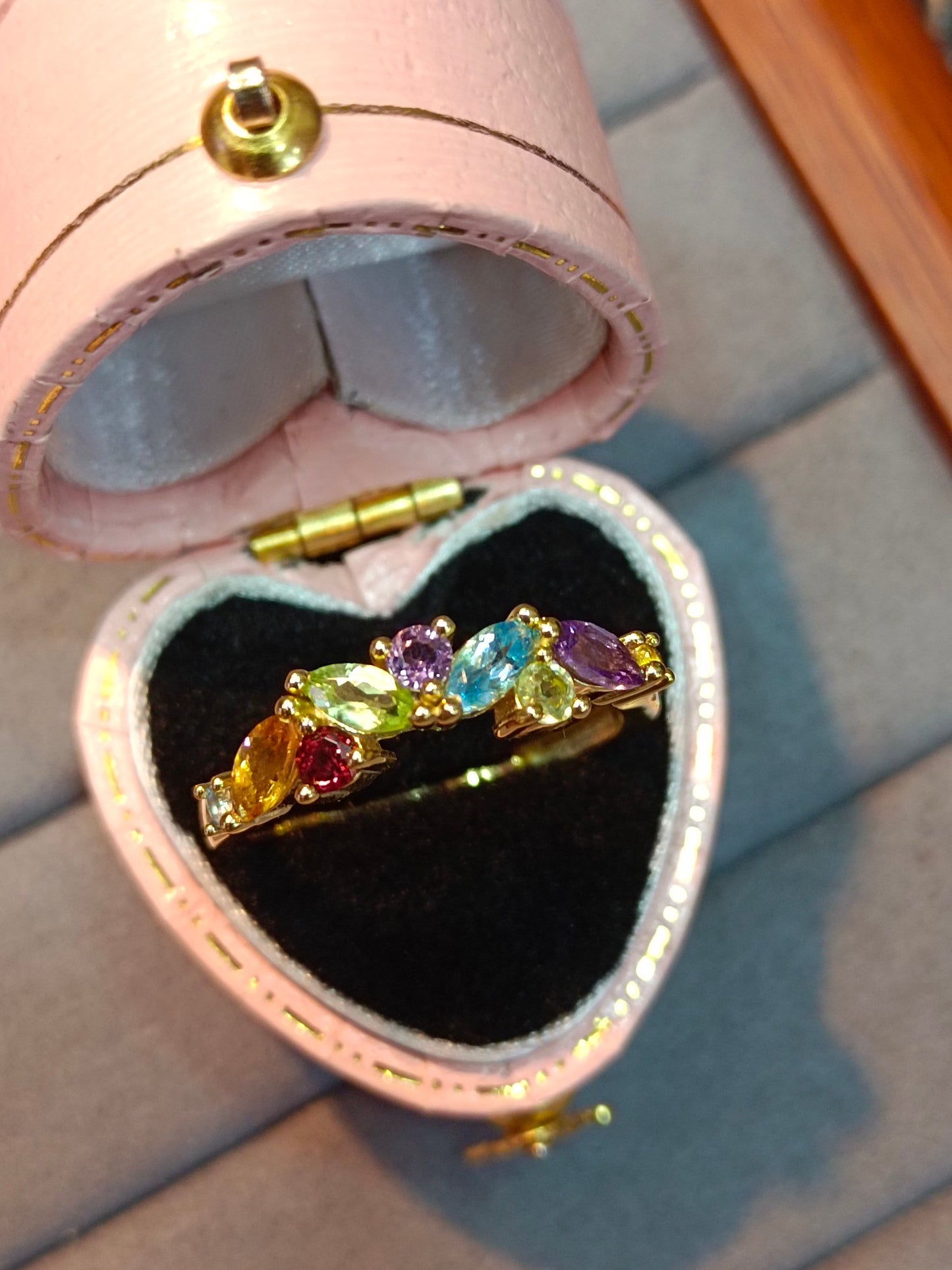 Anello di pregiata fattura in argento sterling S925 con cristalli arcobaleno - Gioielli regolabili