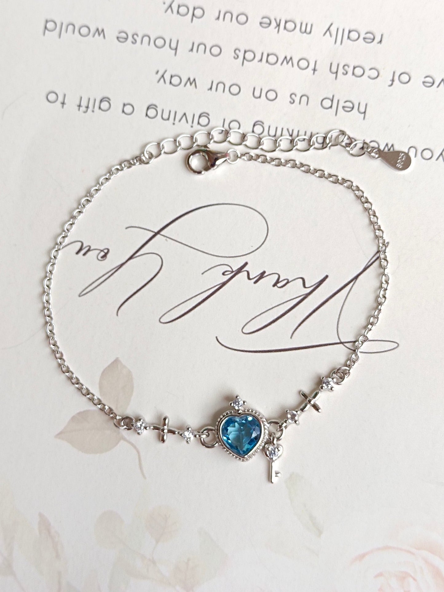 Heart-Shaped Natural Swiss Blue Topaz Jewelry Bracelet