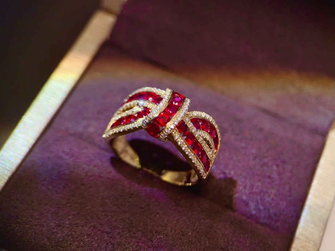 Elegant Butterfly Knot Pigeon Blood Ruby Ring - A Must-Have for Goddesses