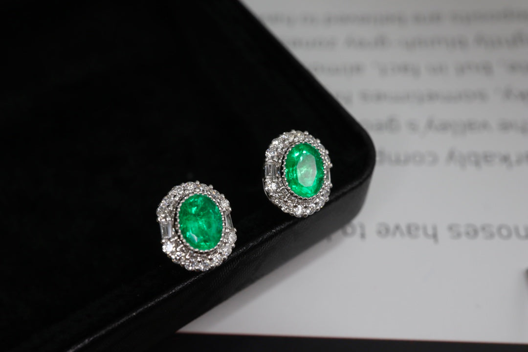 Panjshir Emerald Diamond Earrings - Elegant Daily Wear Jewelry