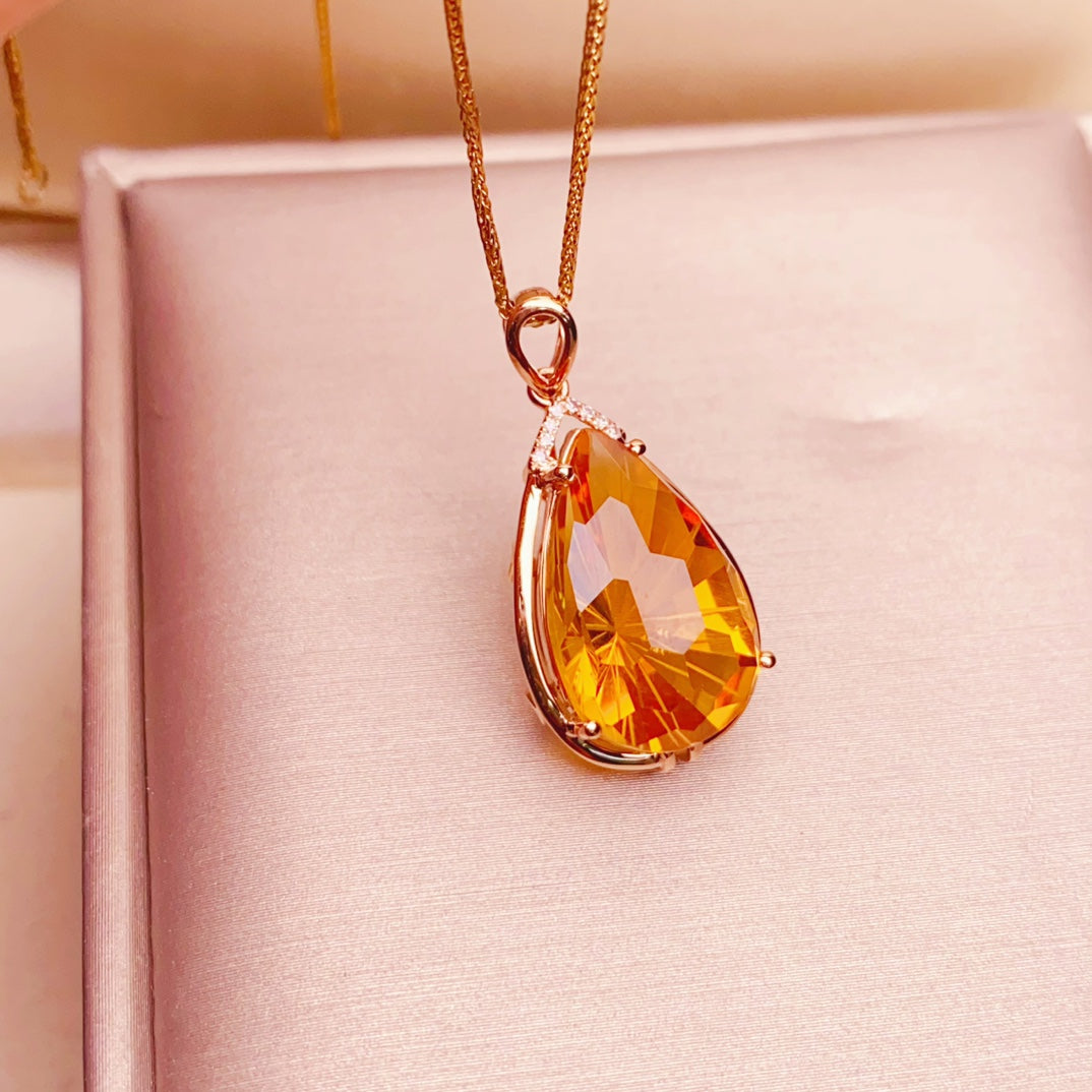 Charme Radiant Sunlight - Bijoux pendentif citrine jaune