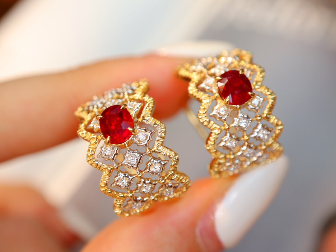 Buccellati-Style Ruby Ear Clips Jewelry