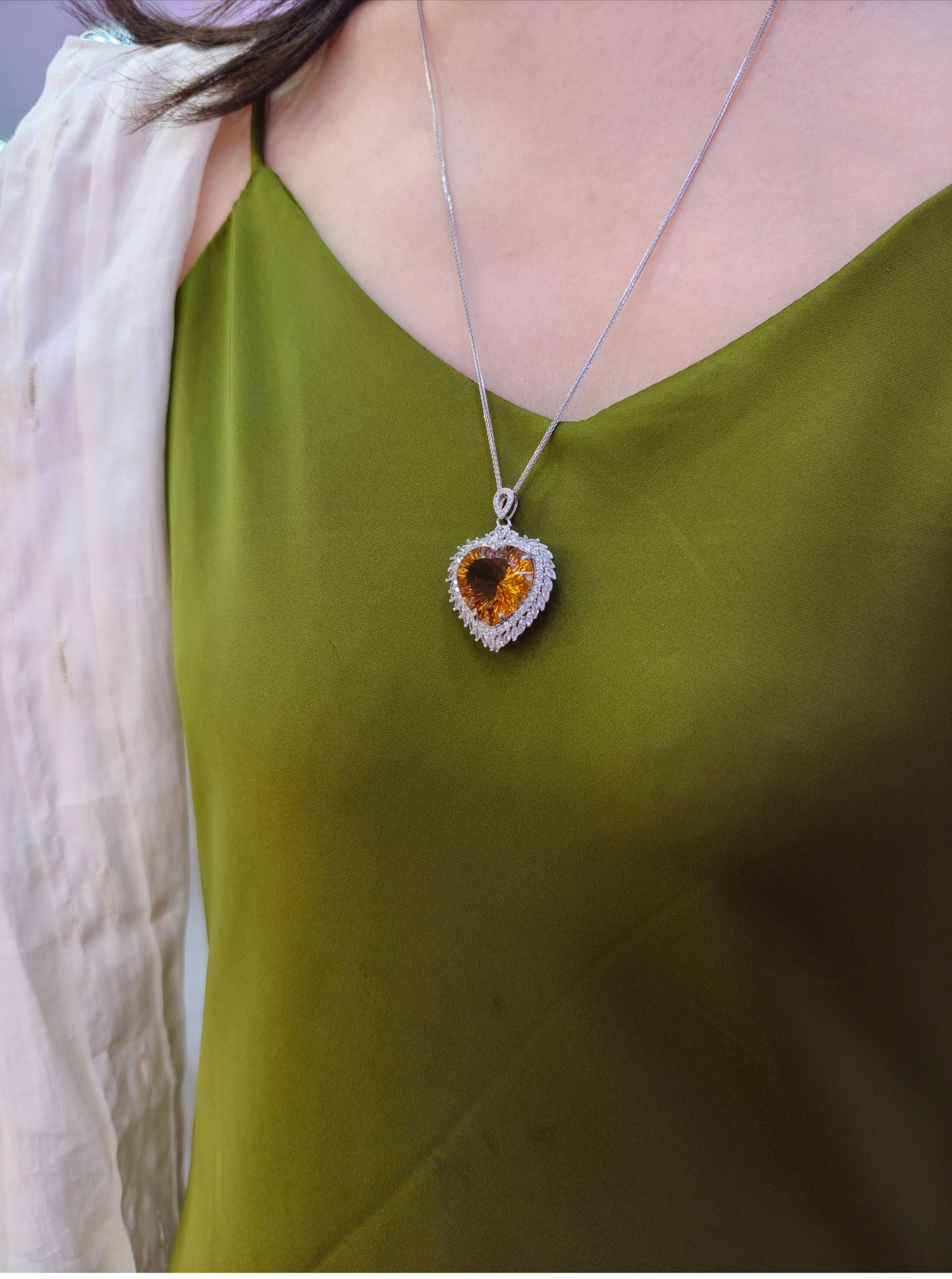 Natural Yellow Citrine Heart Pendant - Exquisite Jewelry for Your Collection