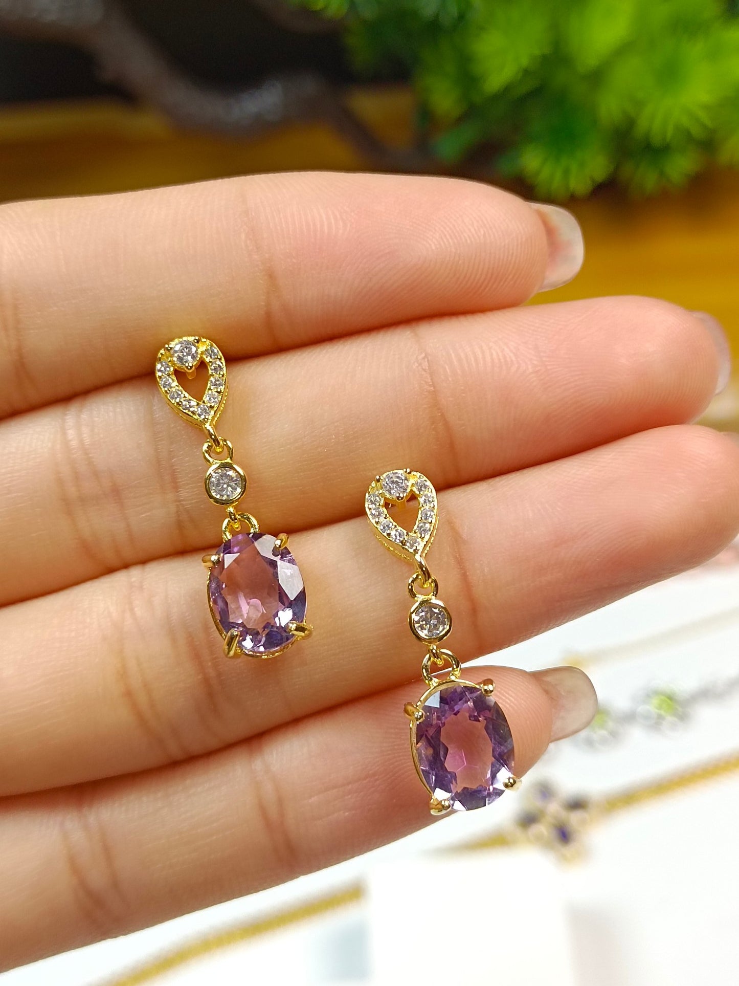 Elegant S925 Silver Embedded Amethyst Earrings - Jewelry for Graceful You