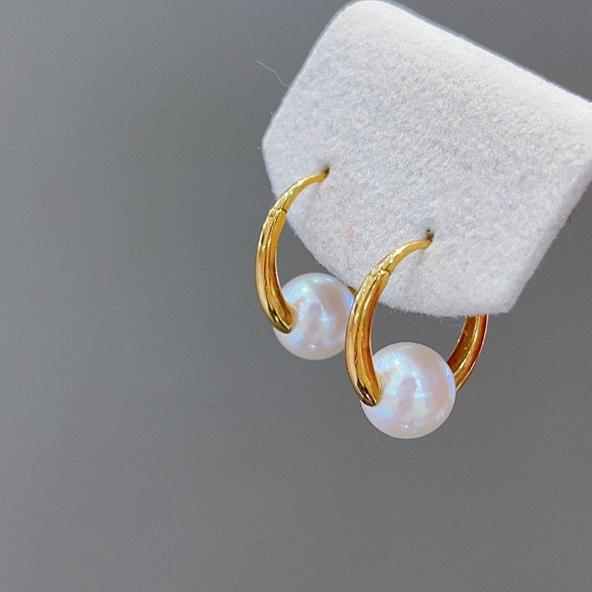 Akoya Simple Style Plain Gold Earrings - Elegant Jewelry for Spring & Summer