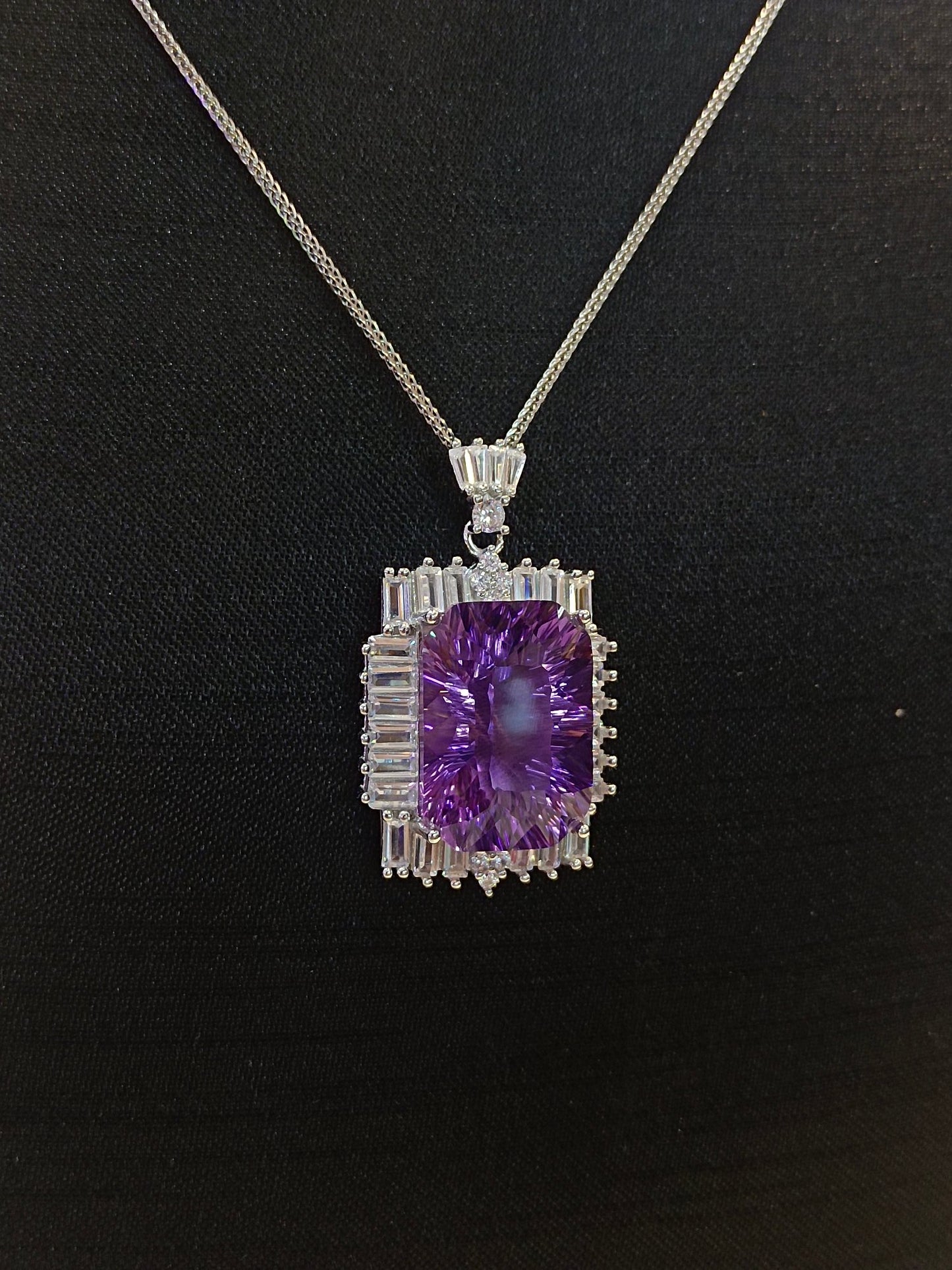 Luxurious Natural Purple Amethyst Square Pendant - Fine Jewelry