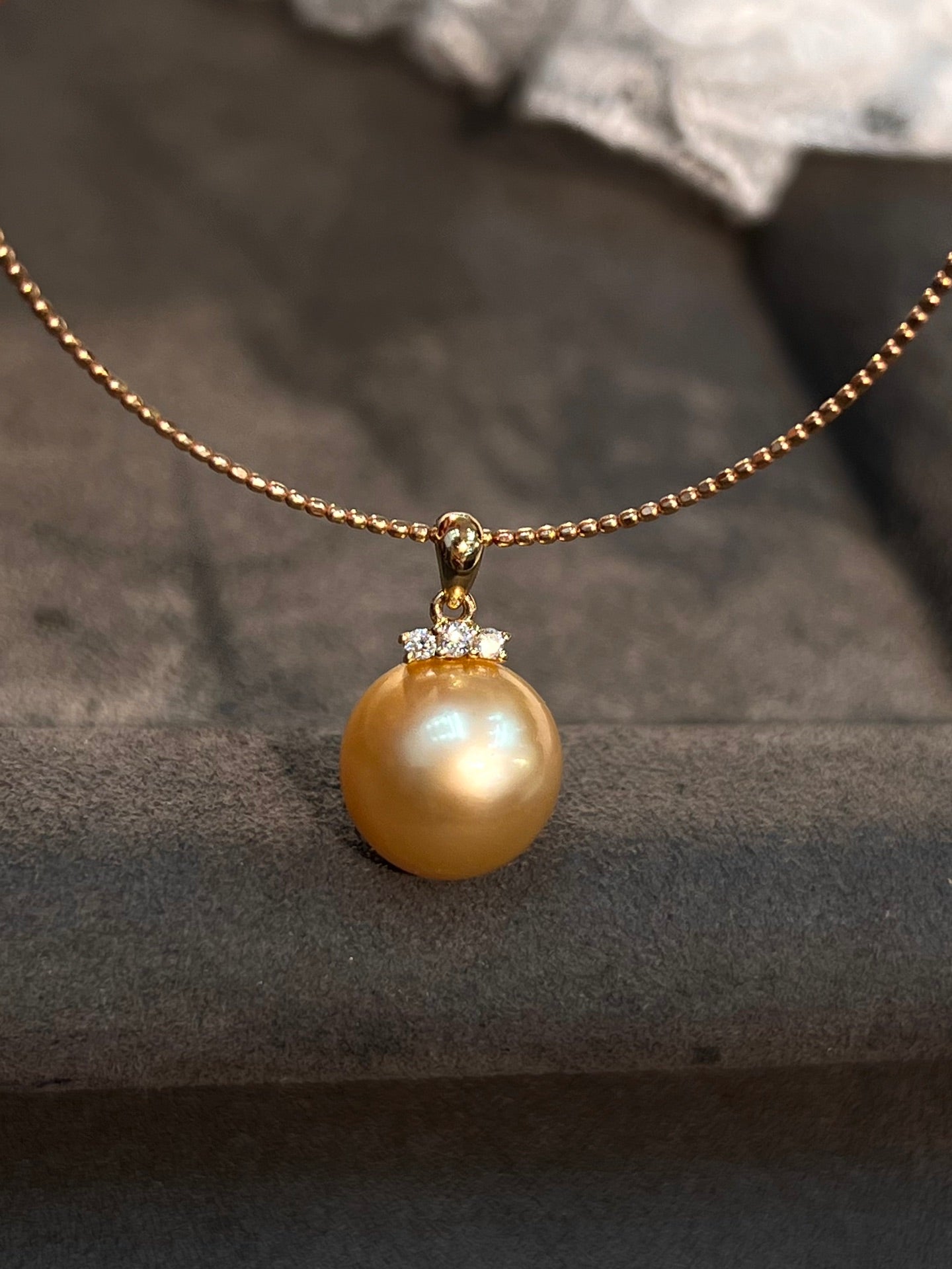 Natural Seawater Gold Pearl Pendant - Elegant Jewelry