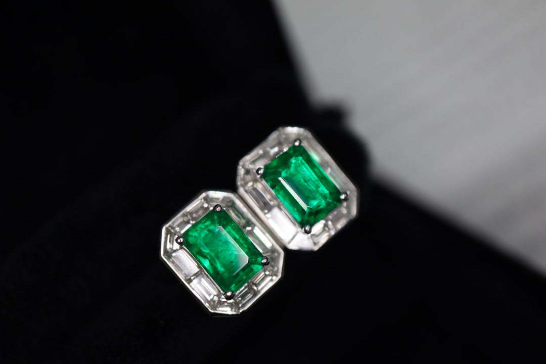 Electrifying Emerald Elegance: Zambian Emerald Stud Earrings