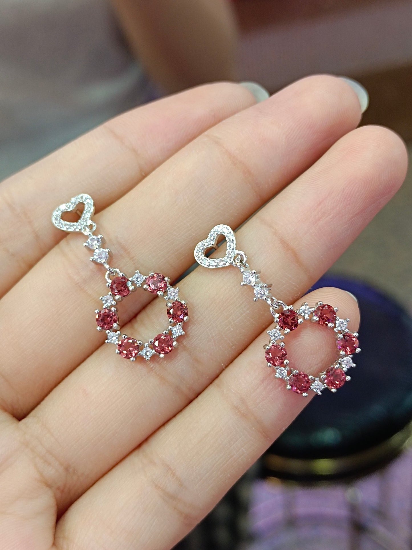 Natural Garnet Sweet Loop Earrings - Elegant Fashion Jewelry