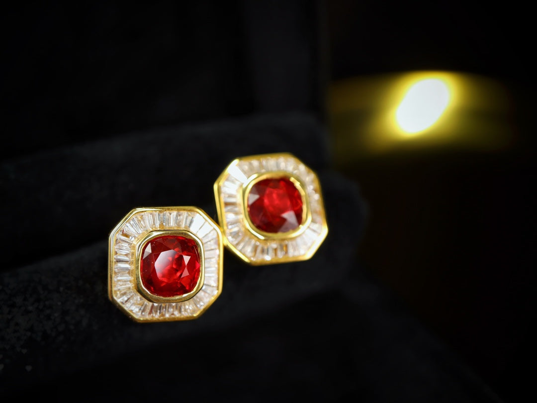 Pigeon's Blood Red Ruby Earrings - Premium Fashion Jewelry