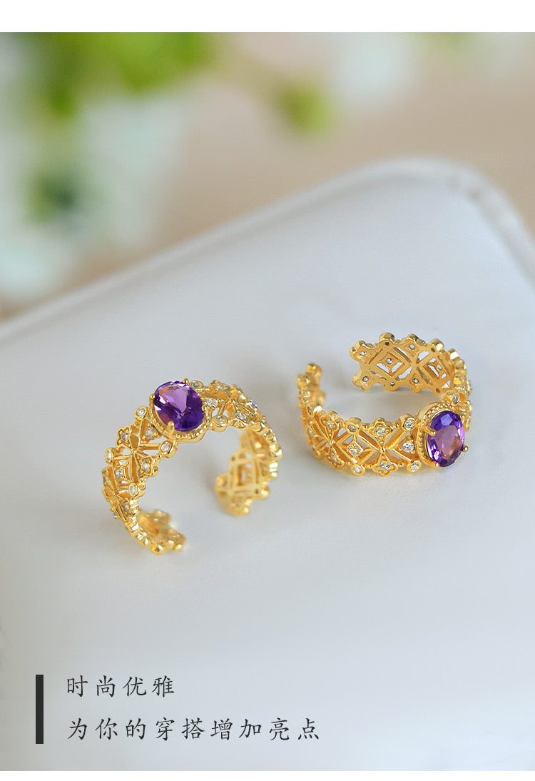 Cincin Perhiasan Amethyst Lace Romantik