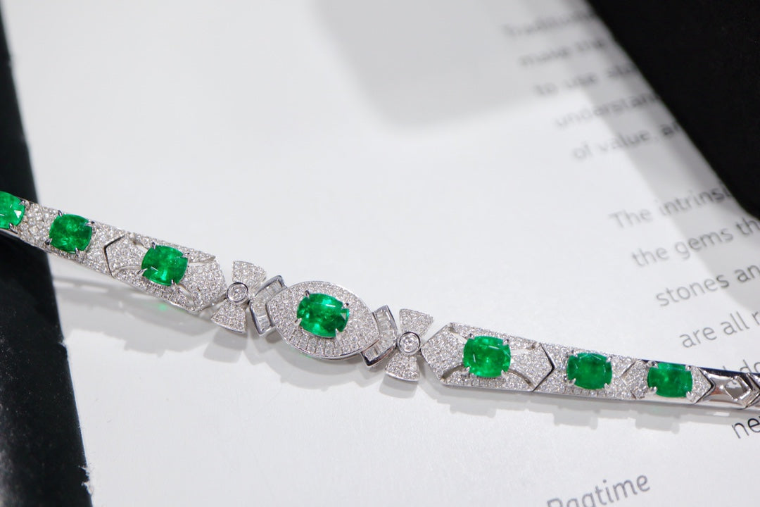 Emerald Jewelry: Afghan Panjshir Emerald Bracelet - Top-Grade沃顿Green