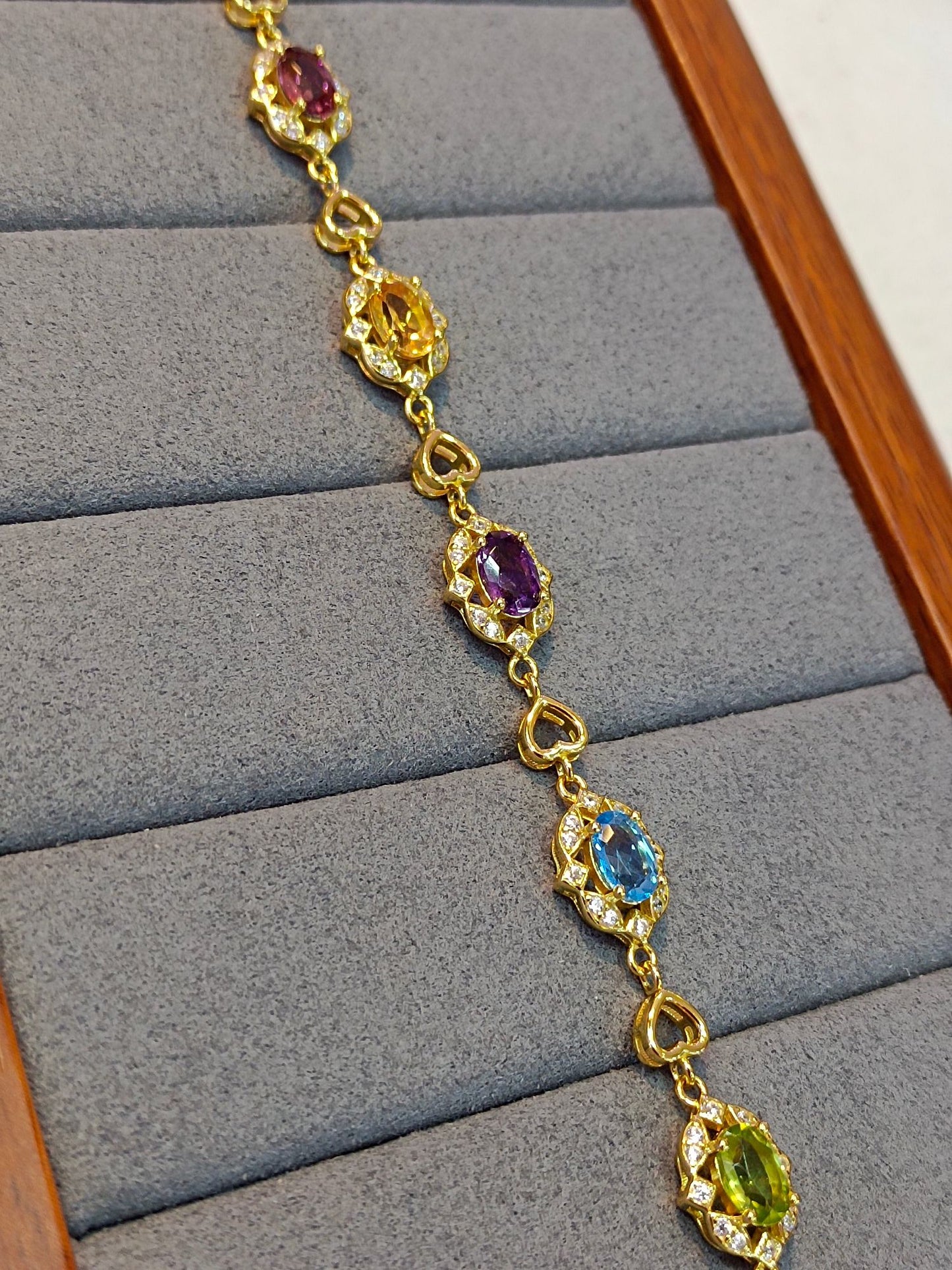 S925 Silver Delicate Multi-Gemstone Bracelet - A Summer Essential