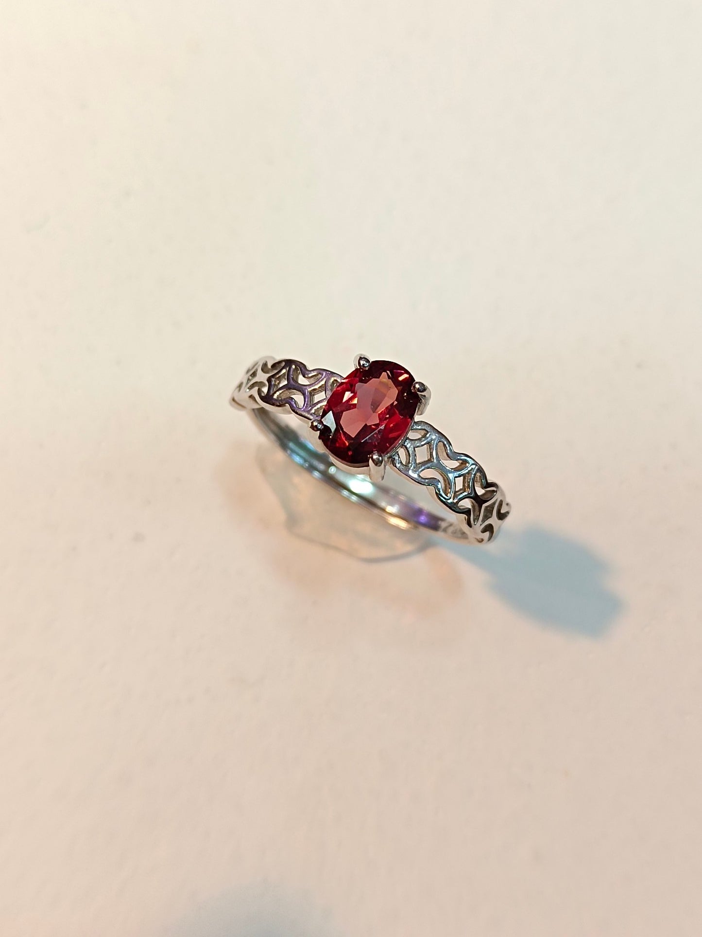 Sterling Silver Garnet Embedded Ring - Elegant Jewelry Piece