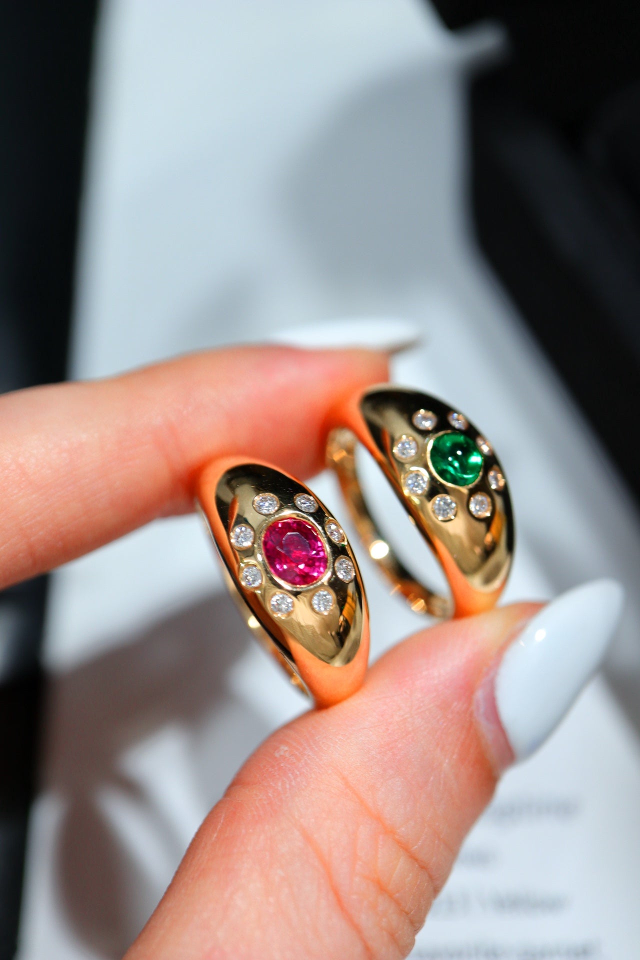 Elegant and Trendy Gold Ring with Ruby and Emerald | Fine Jewelry