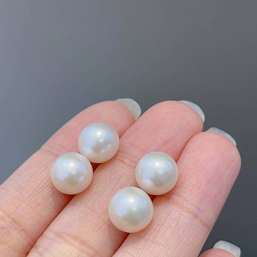 9-10mm Natural Freshwater Pearl Earrings with 18K Gold Posts - Elegant Jewelry