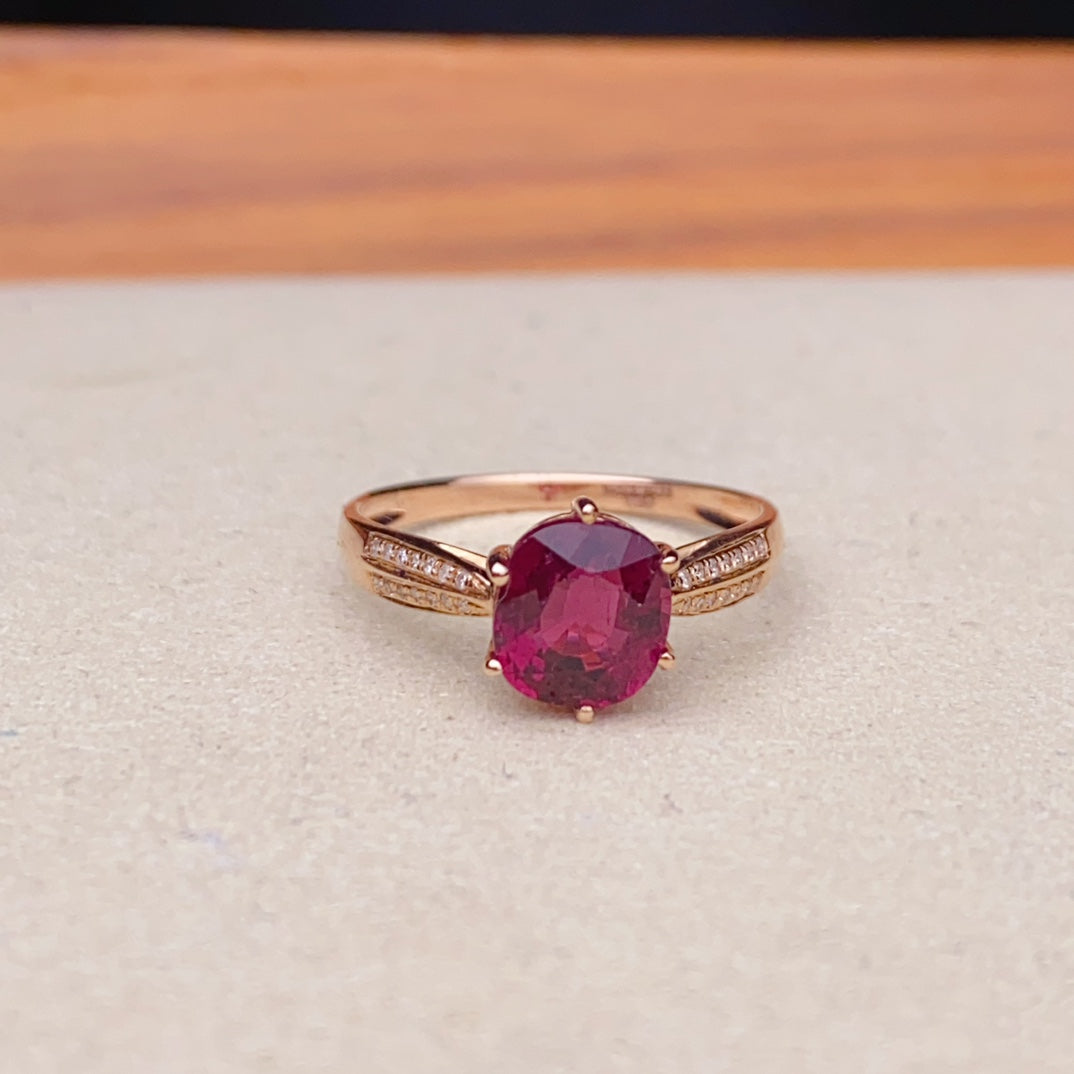 Exquisite Red Tourmaline Ring - A Jewel of Good Fortune