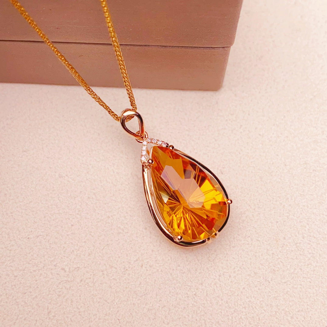 Charme Radiant Sunlight - Bijoux pendentif citrine jaune