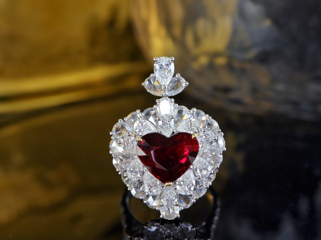 Collector's Grade 3-Carat Heart-Cut Ruby Pendant/Ring - Luxury Jewelry