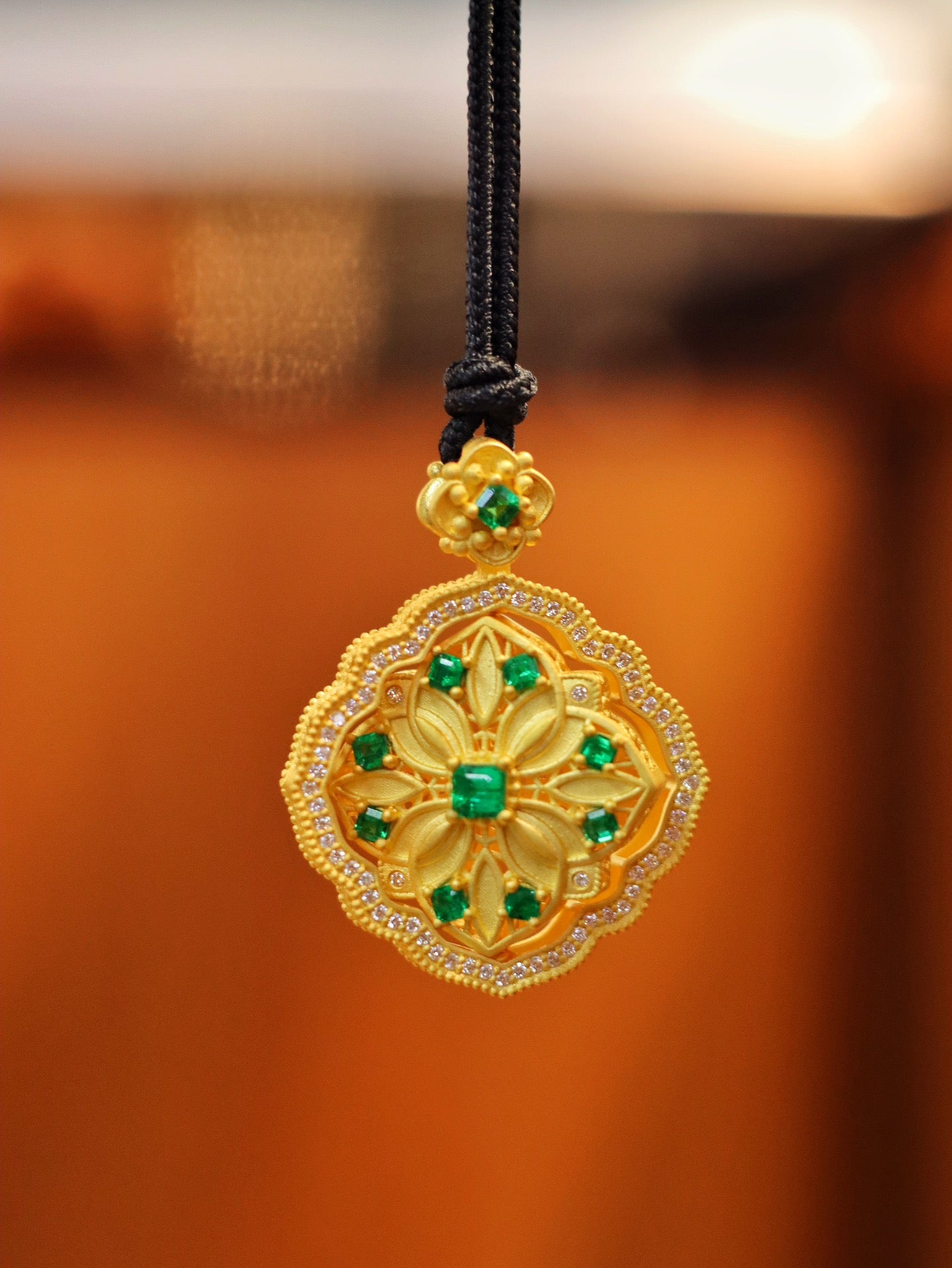 24k Gold Emerald Pendant - Premium Jewelry Collection