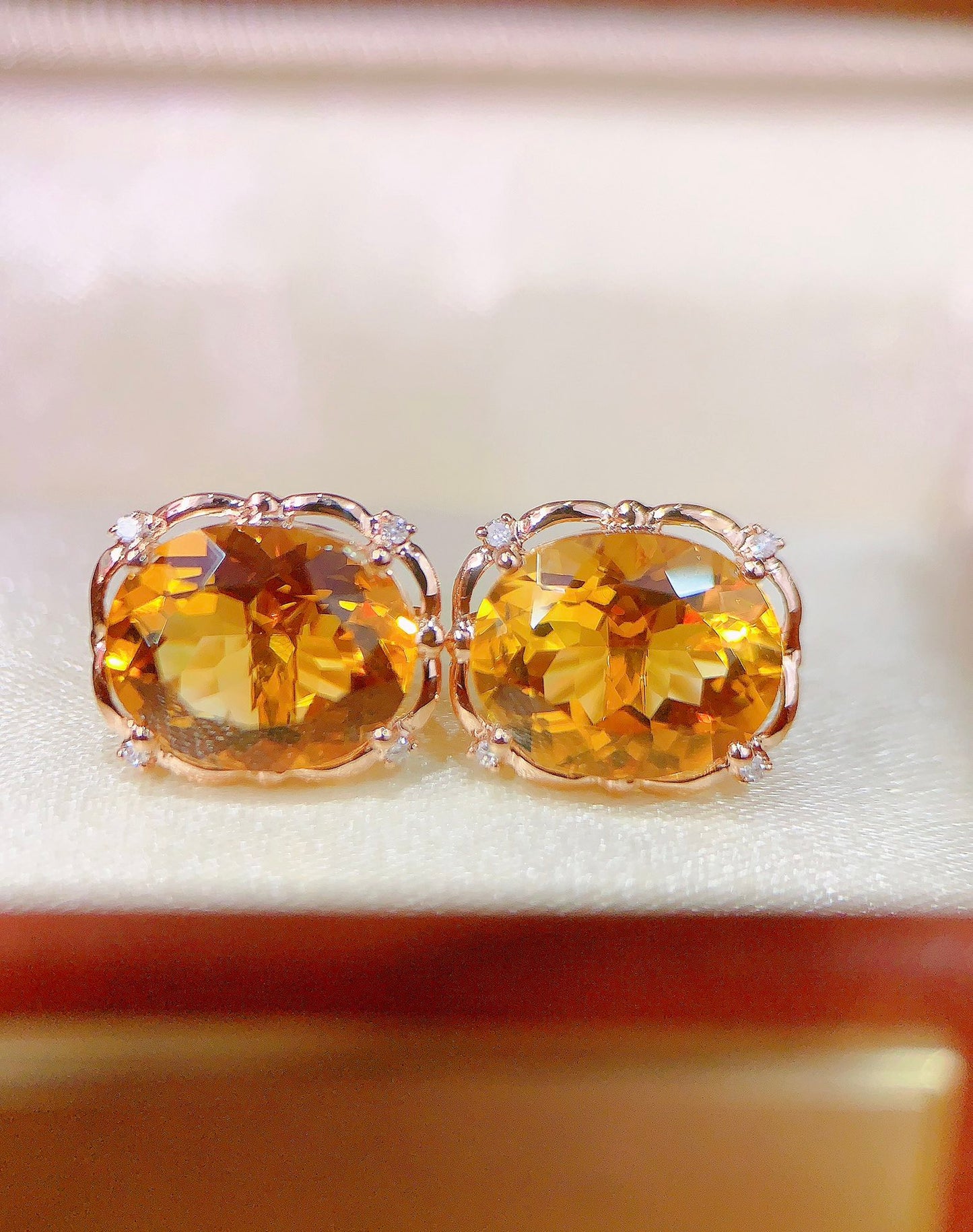 New Arrival: Sunstone of Prosperity - Yellow Citrine Earrings in 18k Gold with Diamond Accents