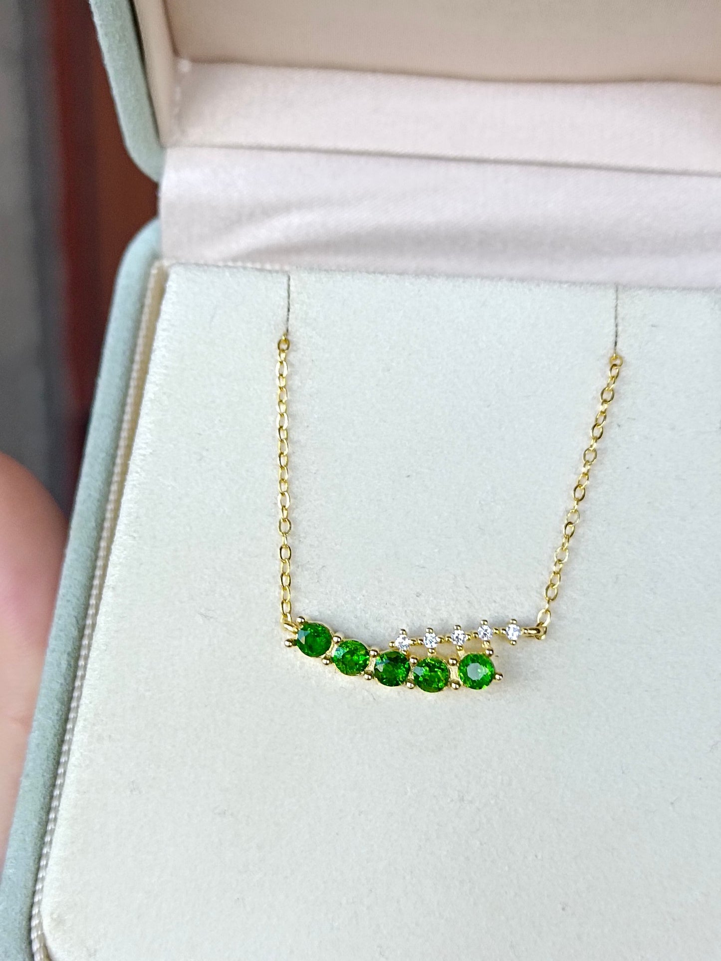 Kalung Pavé Diopside Semulajadi - Barang Kemas Terindah