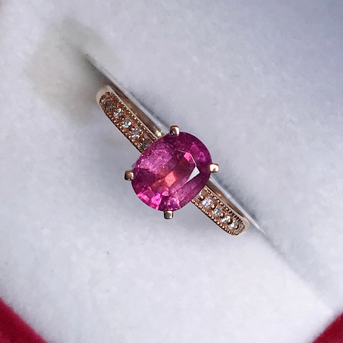 Natural Tourmaline Ring with 18K and Diamond Accents - Jewelry for Elegance