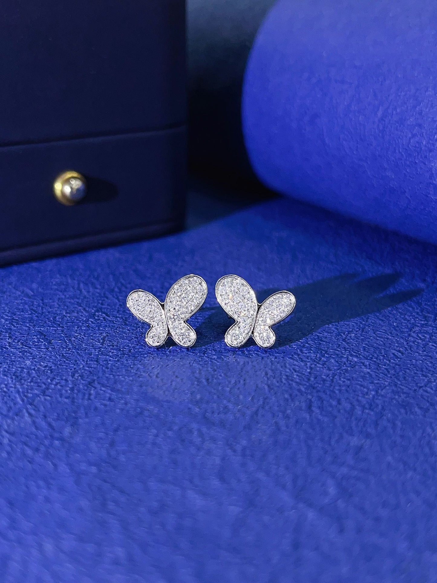 9K Cultured Diamond Irregular Butterfly Earrings