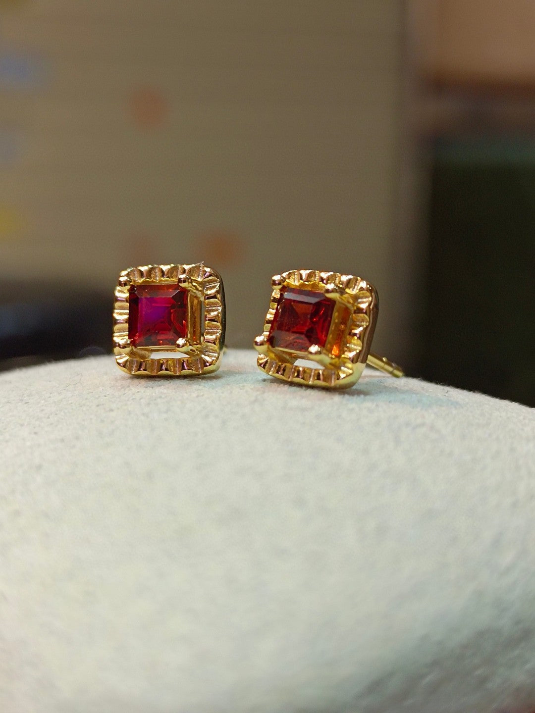 Elegant Garnet Princess Cut Stud Earrings - A Jewelry Must-Have