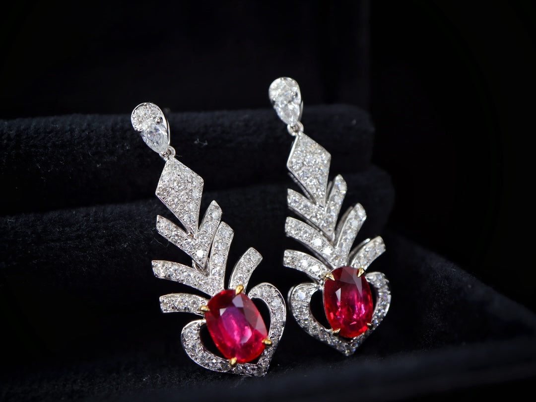 Exquisite Pigeon Blood Red Ruby Earrings - A Jewelry Treasure