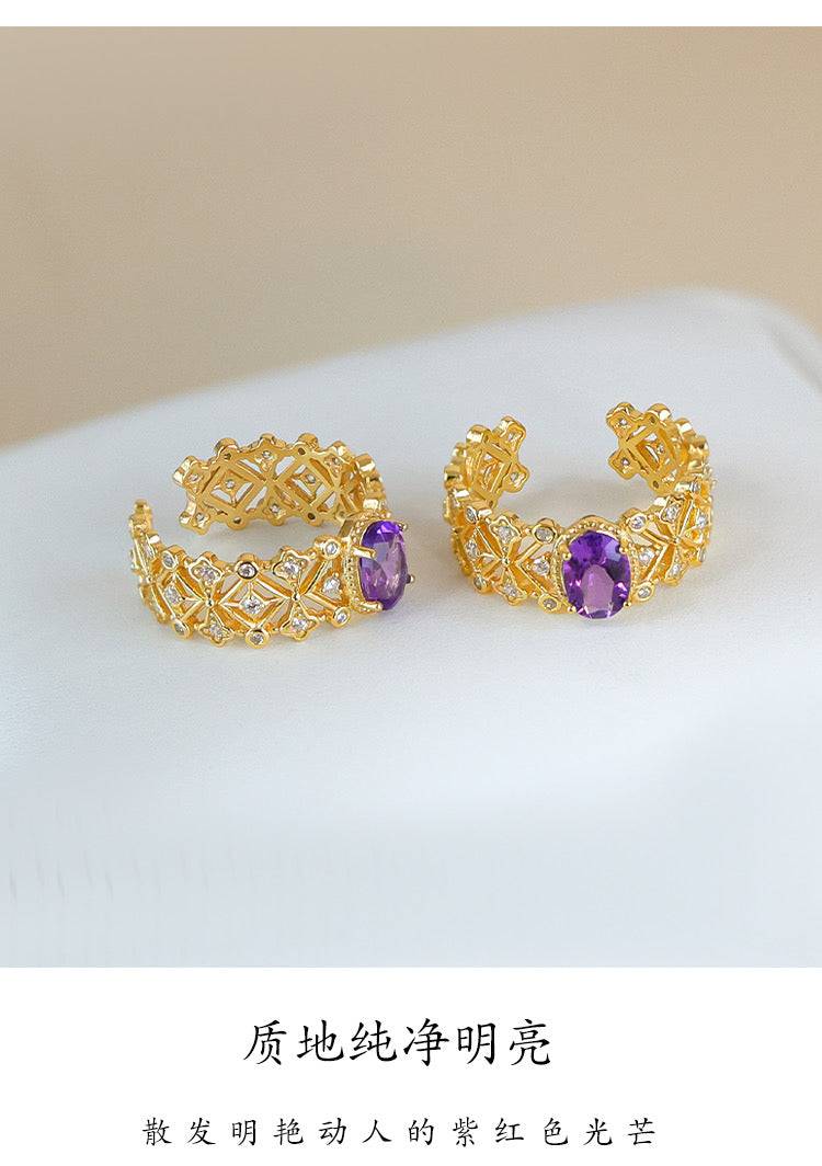 Cincin Perhiasan Amethyst Lace Romantik