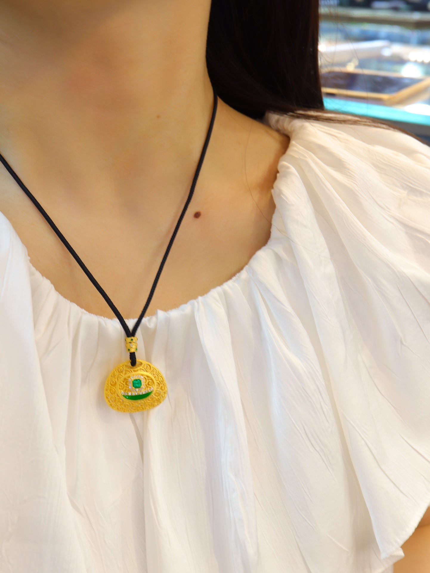 24k Gold Emerald Pendant - Premium Jewelry Collection