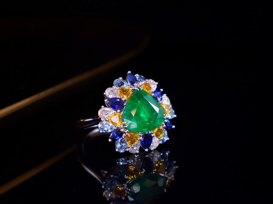 Bijoux bague émeraude - 2,90 ct vert intense avec émeraude de haute qualité à feu complet