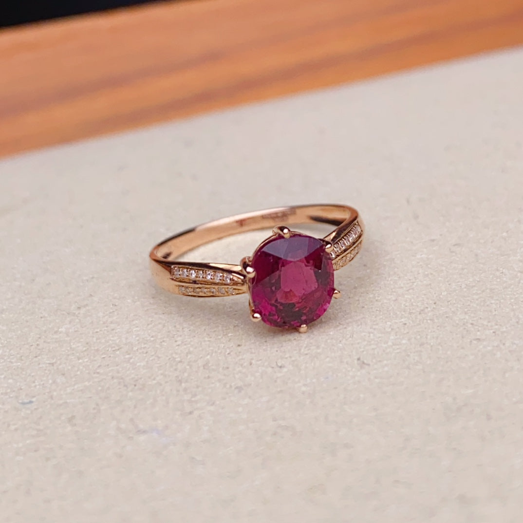 Exquisite Red Tourmaline Ring - A Jewel of Good Fortune