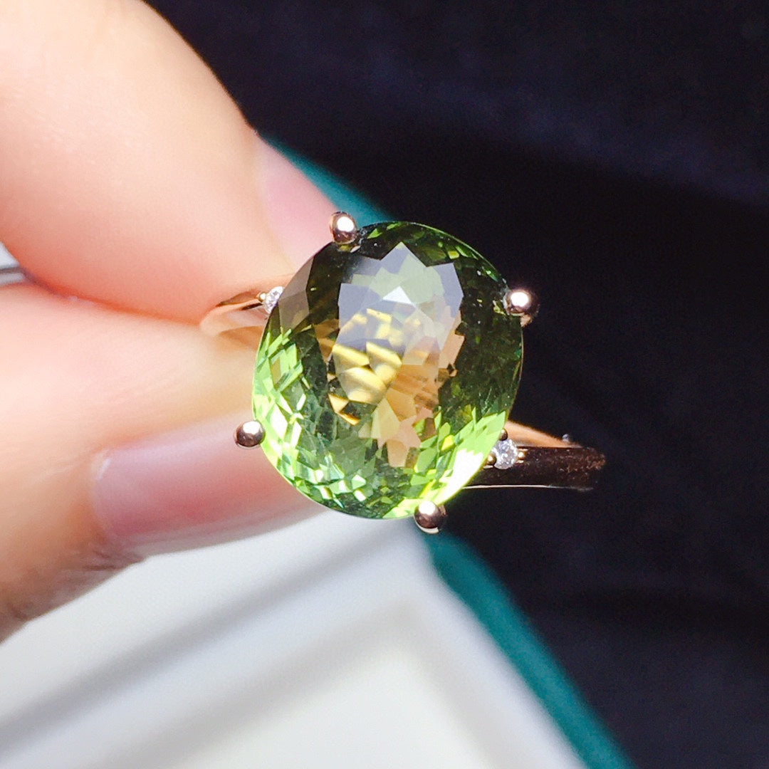 Natural Tourmaline Ring with 18k Gold and Diamond Accents - Exquisite Jewelry