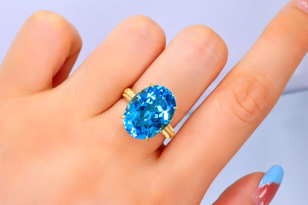 New Arrival: Exquisite Swiss Blue Topaz Ring - Elegant Jewelry