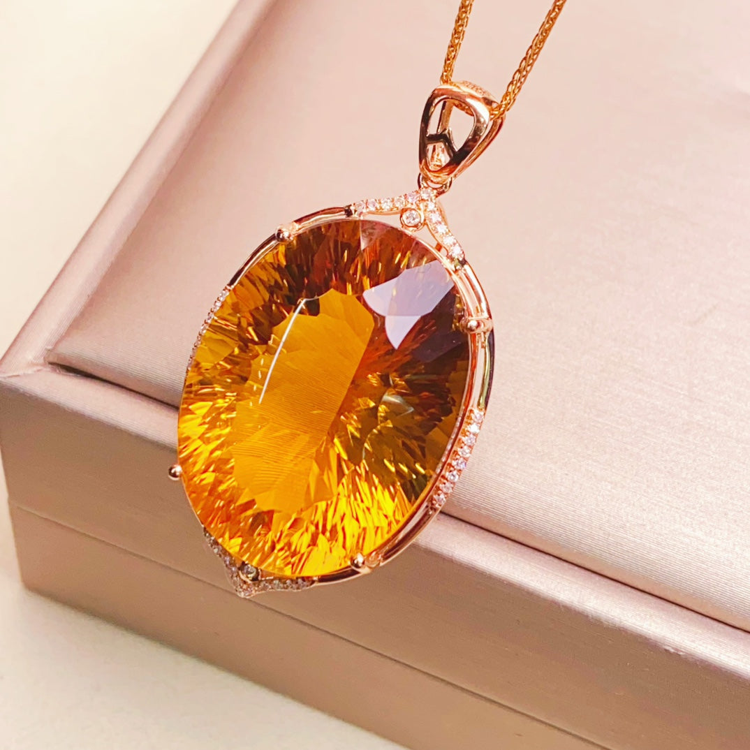 Pendentif Citrine Jaune Radiant Sunshine - Bijoux de Luxe