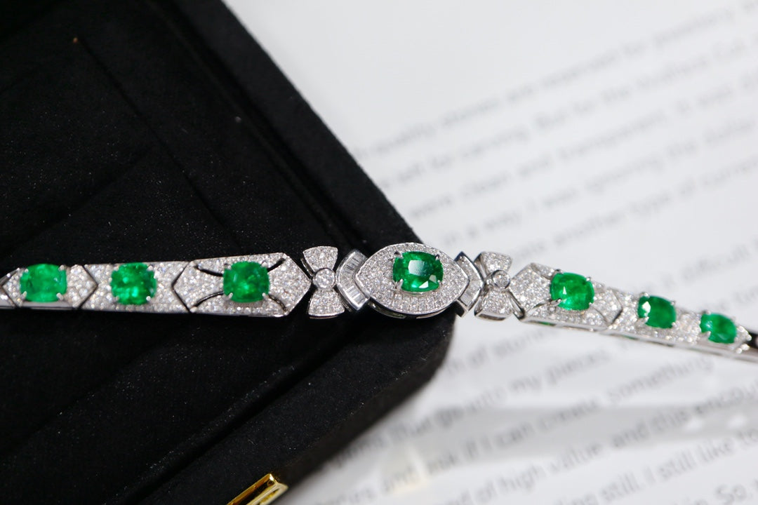 Emerald Jewelry: Afghan Panjshir Emerald Bracelet - Top-Grade沃顿Green