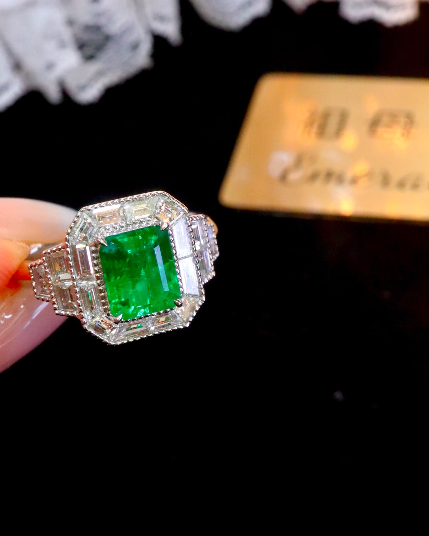 Timeless Elegance: Natural Emerald Ring with Diamond Accent - Fine Jewelry