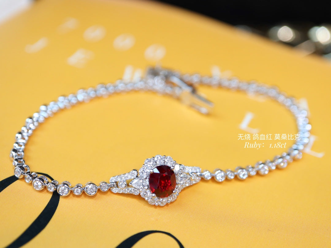 Unheated Pigeon's Blood Ruby Bracelet - Premium Jewelry Collection