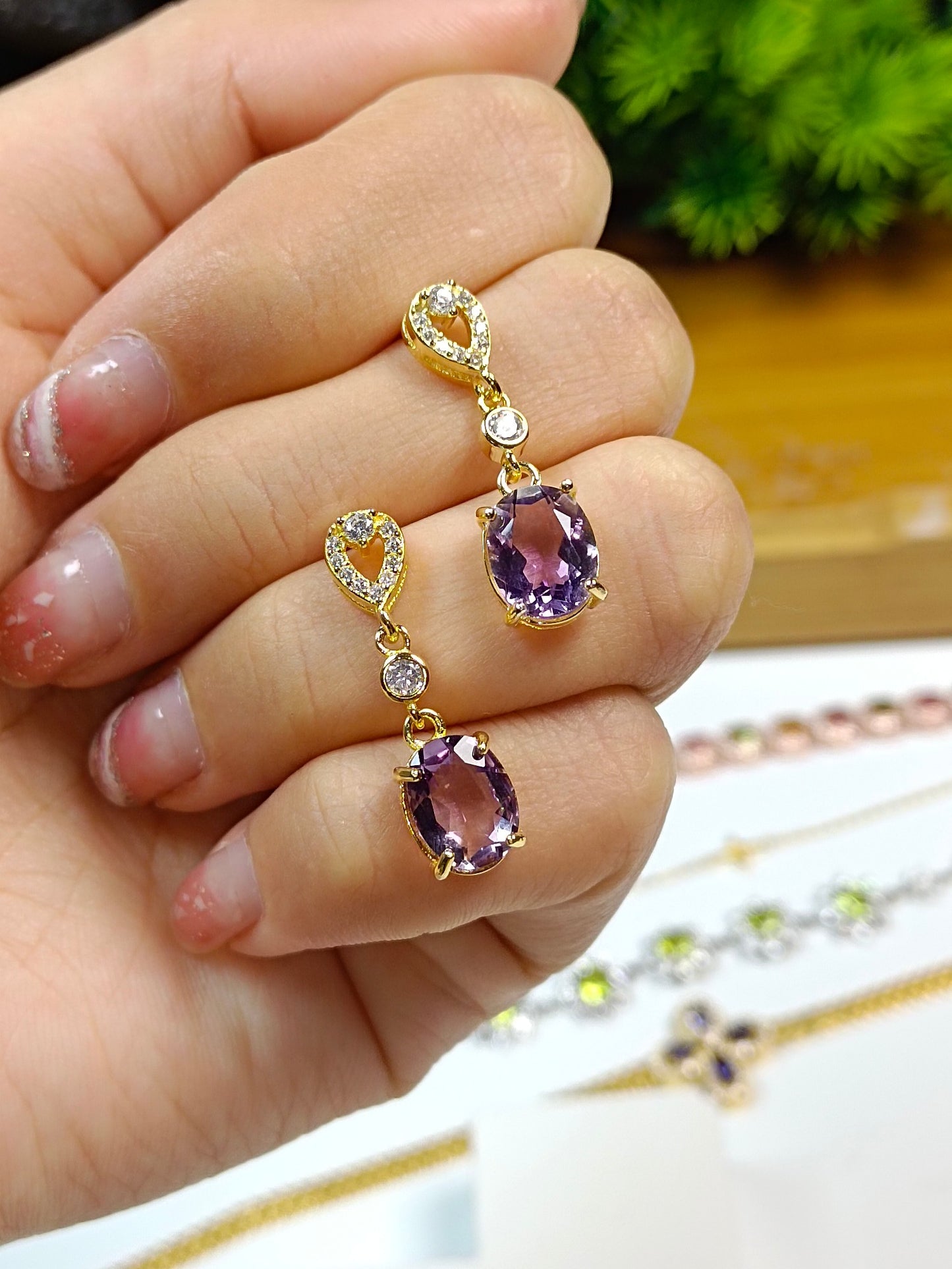 Elegant S925 Silver Embedded Amethyst Earrings - Jewelry for Graceful You