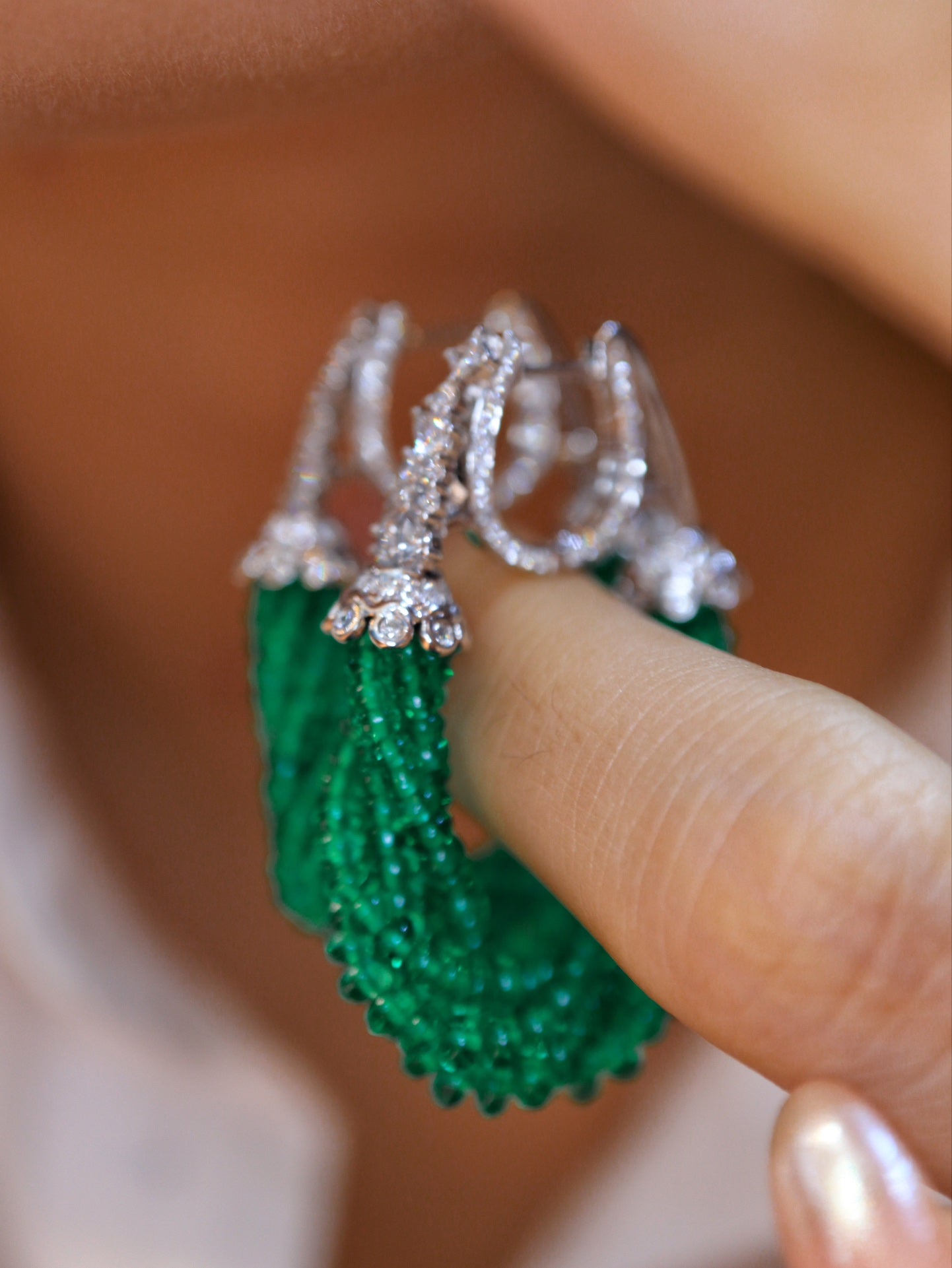 Limited Edition Emerald Beaded Earrings - High-End Jewelry