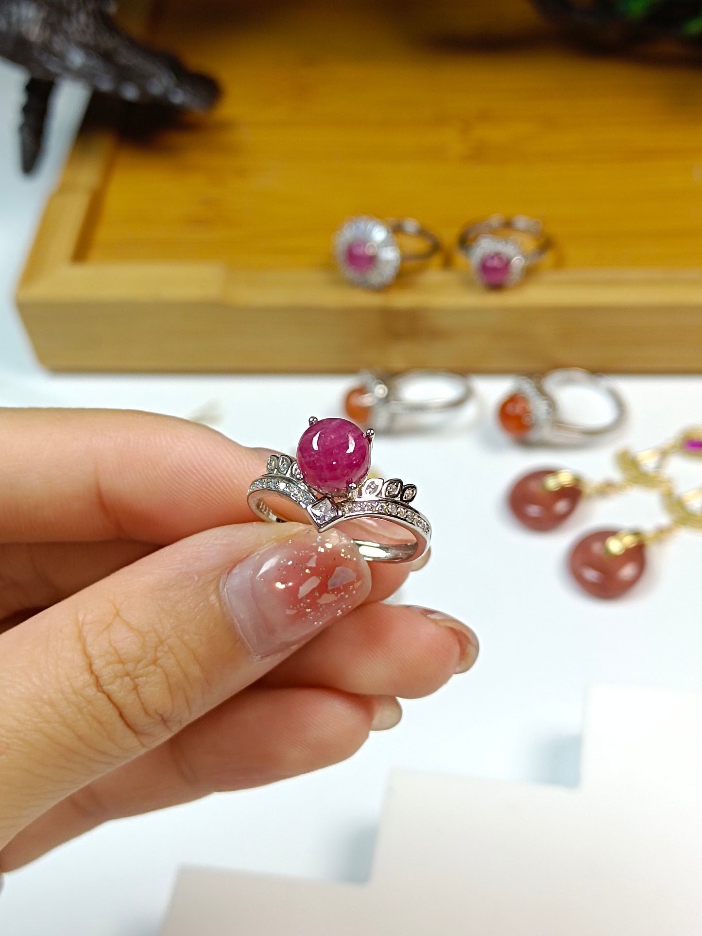 Elegant S925 Silver Ruby Ring - Unheated & Unenhanced Gemstone Jewelry