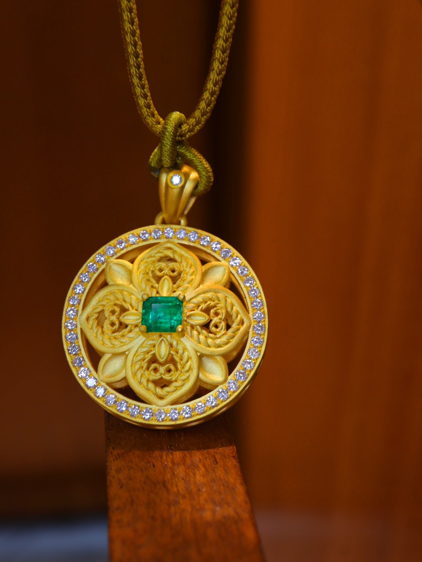 24k Gold Emerald Pendant - Premium Jewelry Collection