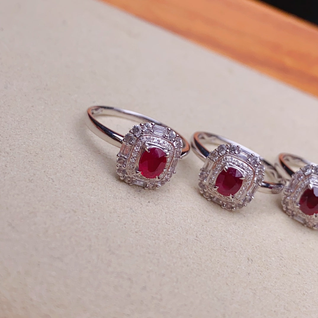 Natuurlijke Ruby Ring - Elegante vierkante Candy Design sieraden