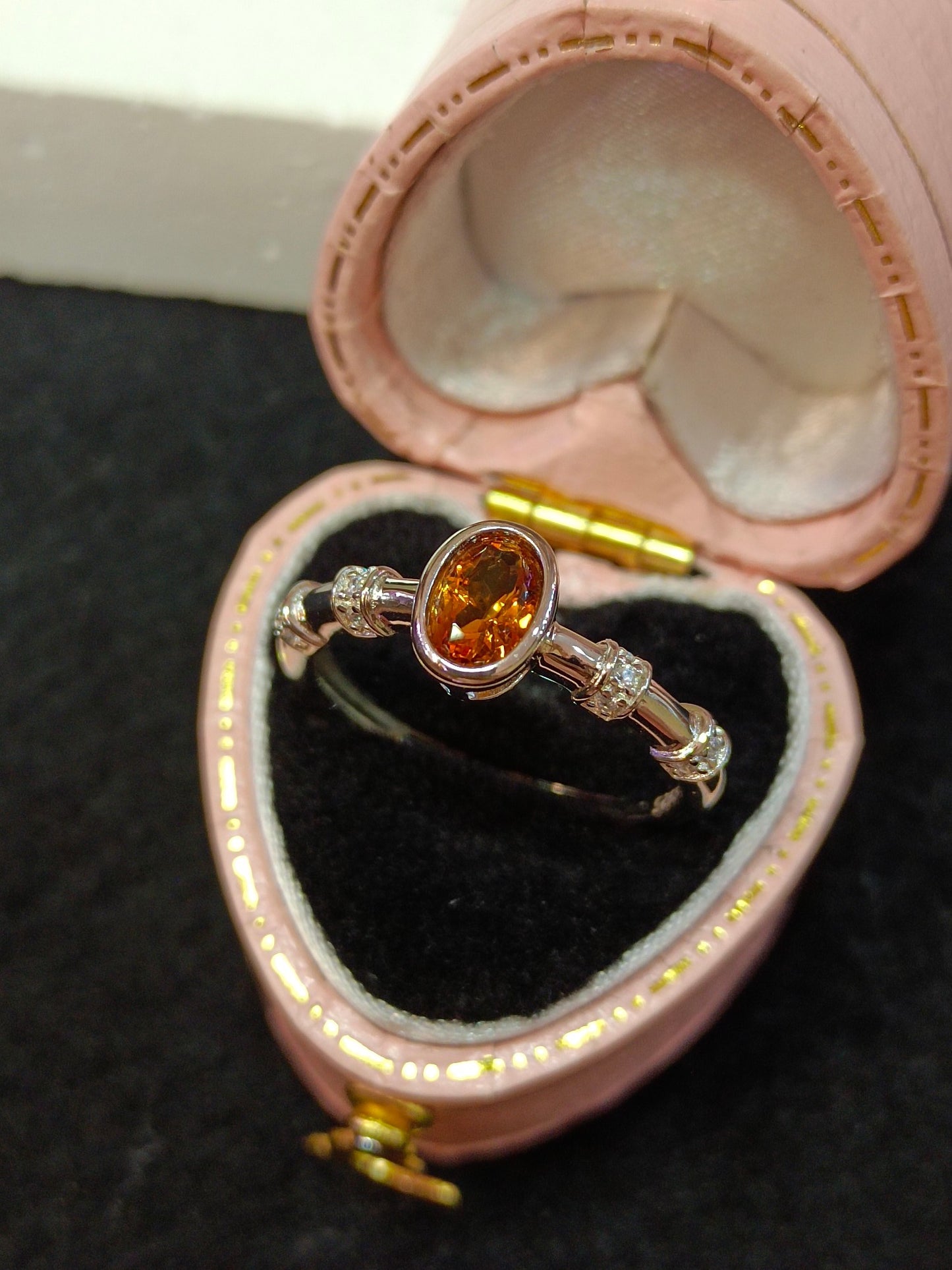 Cincin Citrine Karamel Indah Perak Sterling S925 - Perhiasan Bagus